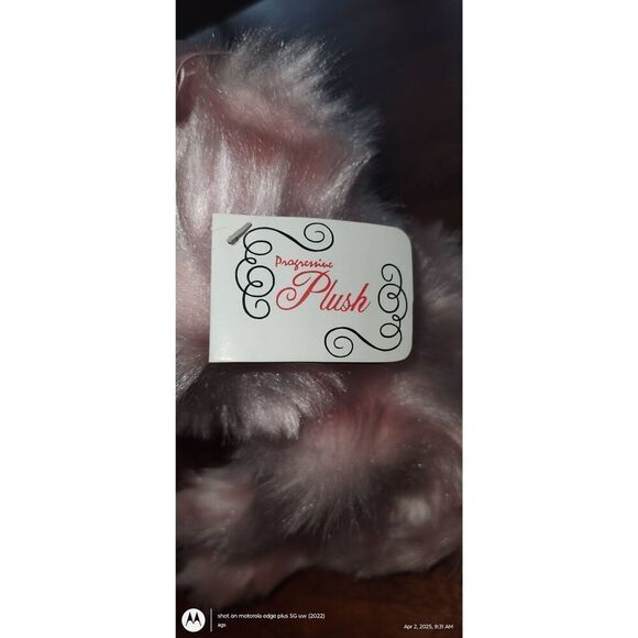 Vintage Progressive Plush Teddy Bear Soft Pink Bow 13" Stuffed Animal Toy origin - Picture 9 of 13